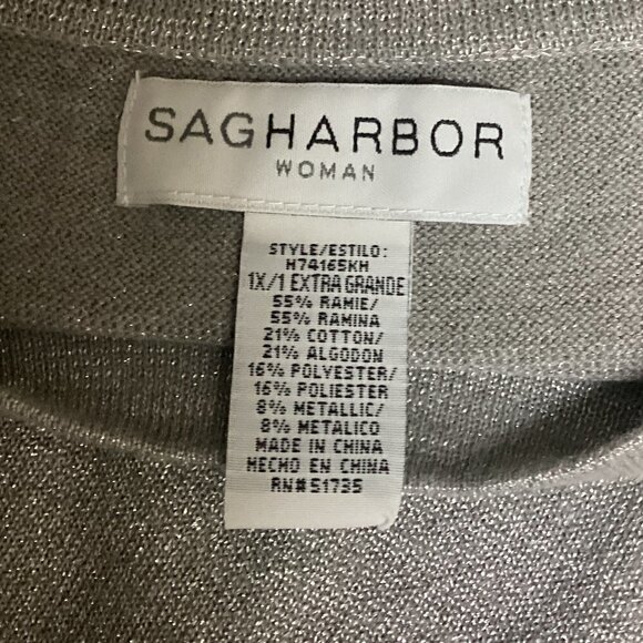 Vintage SAG HARBOR Woman Silver Metallic Striped Tunic Top Plus Sz 1X #184H - Picture 9 of 10